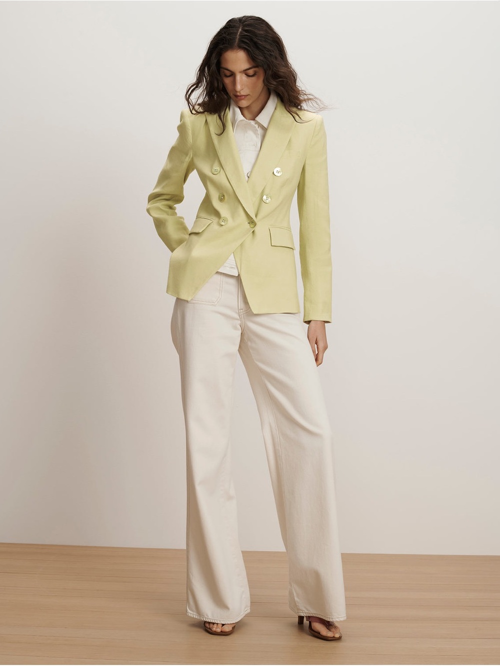 Veronica Beard Miller Dickey Chamomile Yellow Double-Breasted Jacket 8